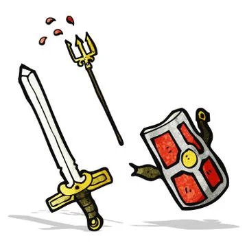 Cartoon medieval weapons Illustrazione stock