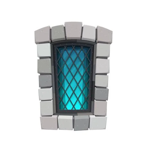 Cartoon medieval window of castle. Vector glass Stock Illustration