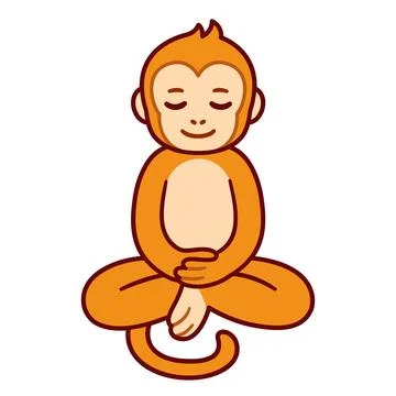 Cartoon meditating monkey drawing Stock Illustration