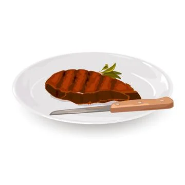 Cartoon medium rare meat Stock Illustration