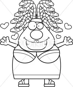 Cartoon Medusa Hug Stock Illustration
