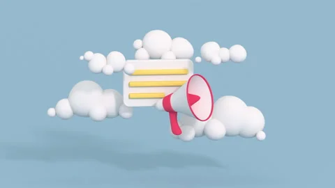 Cartoon megaphone and message bubble 3D render animation Stock Footage 218340269