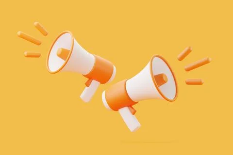 Cartoon megaphone on orange background Stock Illustration