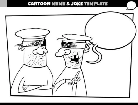 Cartoon meme template with speech bubble and comic thieves Stock Illustration