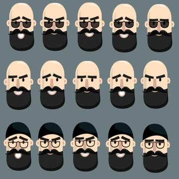 Cartoon men face Stock Illustration