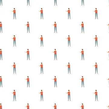 Cartoon men presenting seamless pattern on white background Illustrazione stock