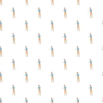 Cartoon men standing in a seamless pattern design Stock Illustration