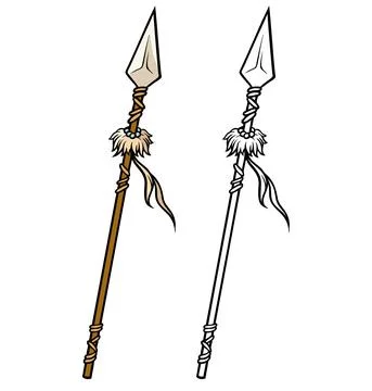 Cartoon metal sharp spear vector icon for coloring Stock Illustration