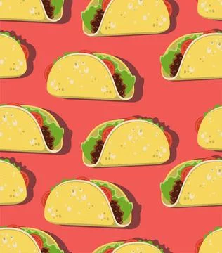 Cartoon Mexicanb tacos seamless pattern. 스톡 일러스트