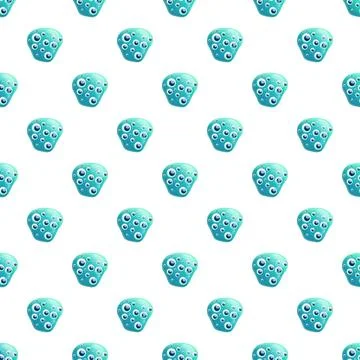 Cartoon microorganism cell seamless pattern on white background Stock Illustration
