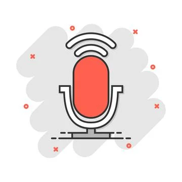 Cartoon microphone icon in comic style. Mic illustration pictogram. Mike sign Stock Illustration