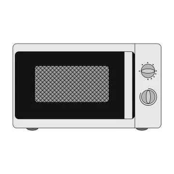 Cartoon microwave front view. white background isolated vector illustration Stock Illustration