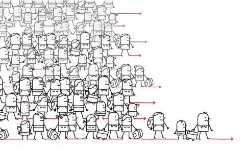 Cartoon Migrating People Stock Illustration