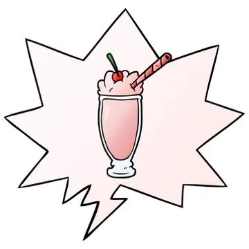 Cartoon milkshake and speech bubble in smooth gradient style 스톡 일러스트