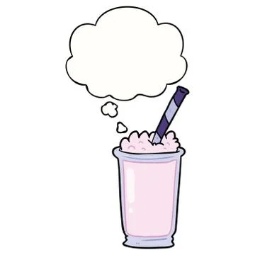 Cartoon milkshake and thought bubble Stock Illustration