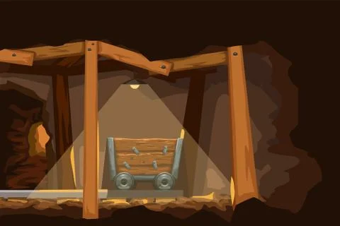 Cartoon miner wagon side view Stock Illustration
