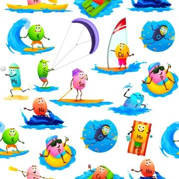 Cartoon minerals on summer vacations, pattern Stock Illustration