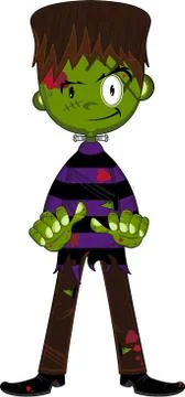 Cartoon Mini Frankenstein Monster 스톡 일러스트