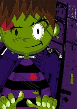 Cartoon Mini Frankenstein Monster Illustrazione stock