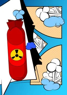 Cartoon Missile bomb, comic book Nuclear. Retro vector comics pop art design. Stock Illustration