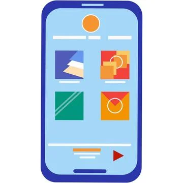 Cartoon mobile phone vector flat icon smatphone Stock Illustration