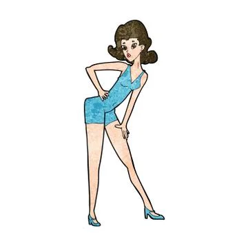 Cartoon model woman posing Stock Illustration