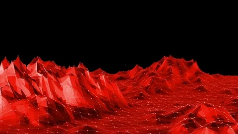 Cartoon modern 3D design. Abstract shining red low poly surface as Cartoon Stock Footage
