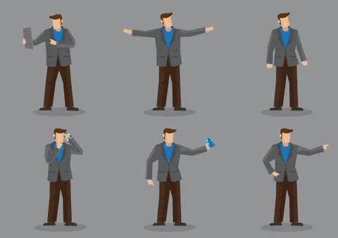 Cartoon Modern Man in Jacket Vector Character Design Set Stock Illustration