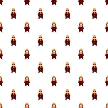 Cartoon mole builder worker wearing helmet seamless pattern Stock Illustration