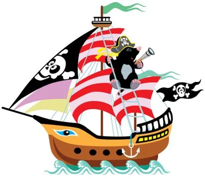 Cartoon mole pirate Stock Illustration