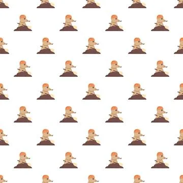 Cartoon mole workers digging dirt seamless pattern 스톡 일러스트