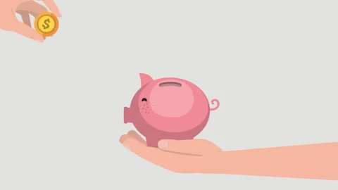 Cartoon money saving Stock Footage 241823926