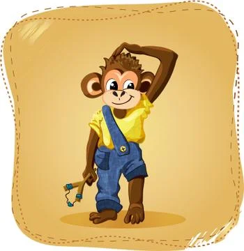 Cartoon monkey boy Stock Illustration