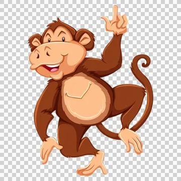 Cartoon monkey character jumping with joyful expression. Illustration