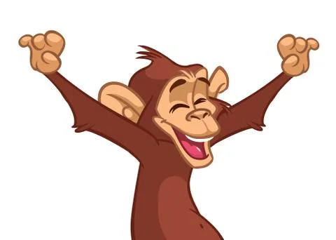 Cartoon monkey chimpanzee. Vector illustration of happy monkey character Illustrazione stock