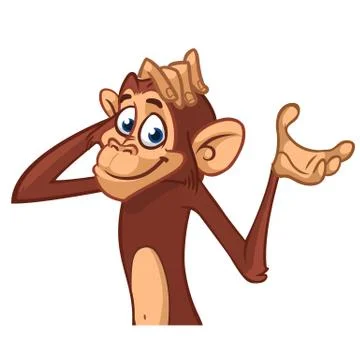Cartoon monkey chimpanzee. Vector illustration of happy monkey character Stock Illustration