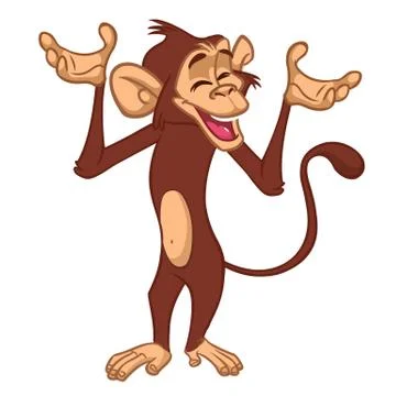 Cartoon monkey chimpanzee. Vector illustration of happy monkey character Illustrazione stock