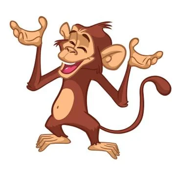 Cartoon monkey chimpanzee. Vector illustration of happy monkey character Illustrazione stock