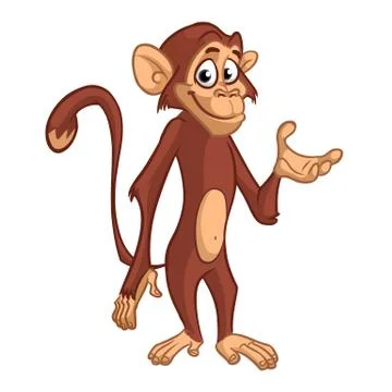 Cartoon monkey chimpanzee. Vector illustration of happy monkey character Illustrazione stock