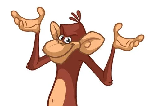Cartoon monkey chimpanzee. Vector illustration of happy monkey character Illustrazione stock