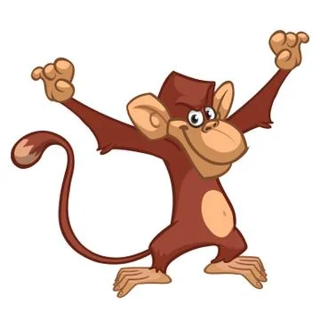 Cartoon monkey chimpanzee. Vector illustration of happy monkey character Illustrazione stock