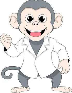 Cartoon Monkey Dressed as Doctor Vector Illustration Illustrazione stock