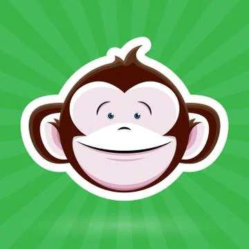 Cartoon monkey face with happy expression Stock Illustration