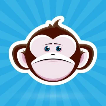 Cartoon monkey face with sad expression Stock Illustration