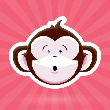 Cartoon monkey face with surprised expression Stock Illustration