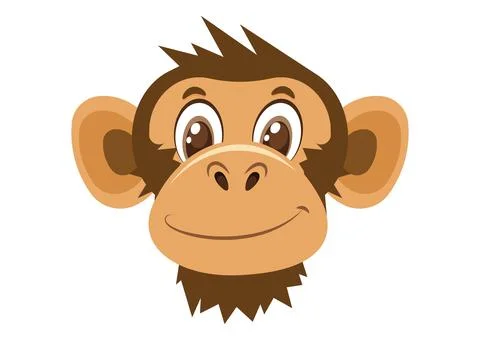 Cartoon monkey head isolated on white background Stock Illustration