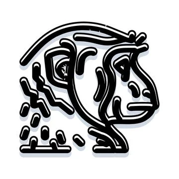 Cartoon monkey head profile line art Illustrazione stock