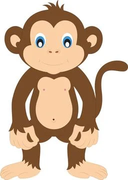 Cartoon Monkey isolated on white background Stock Illustration
