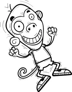 Cartoon Monkey Jumping Stock Illustration