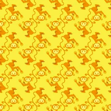 Cartoon Monkey Seamless Pattern イラスト素材